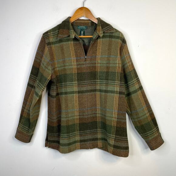 Lauren Ralph Lauren Jackets & Blazers - Vintage Lauren Ralph Lauren Wool Plaid Front Zip Jacket Shacket Shirt Womens L